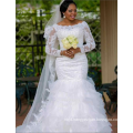 China Custom Made White Beaded Trumpet Wedding Dress For African Women